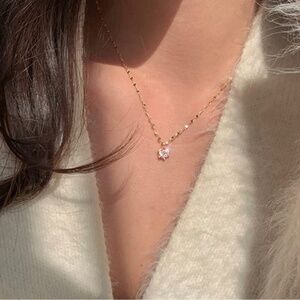 GOLD 14k Plated CZ Diamond Necklace
